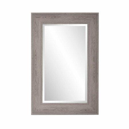 HOMEROOTS Warm Gray Faux Wood Beveled Rectangular Mirror 401217